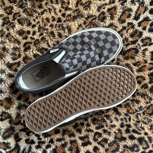 Vans Black and Gray Checkered Slip-Ons